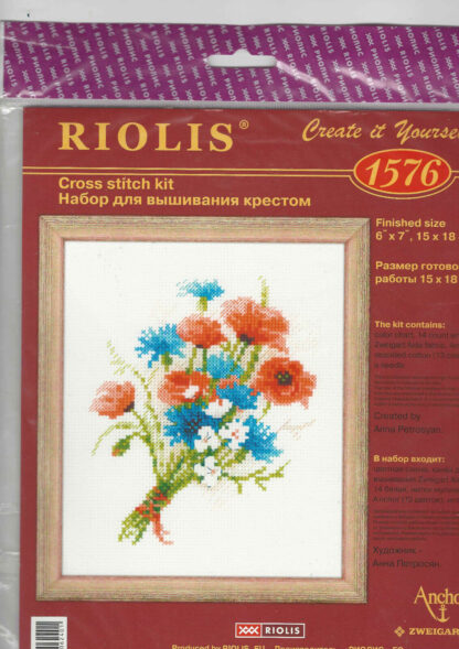 Riolis Cross Stitch Kit 1576 Bouquet With Cornflowers